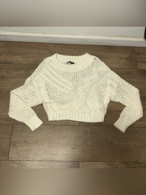 Express Cable Knit Cropped Sweater